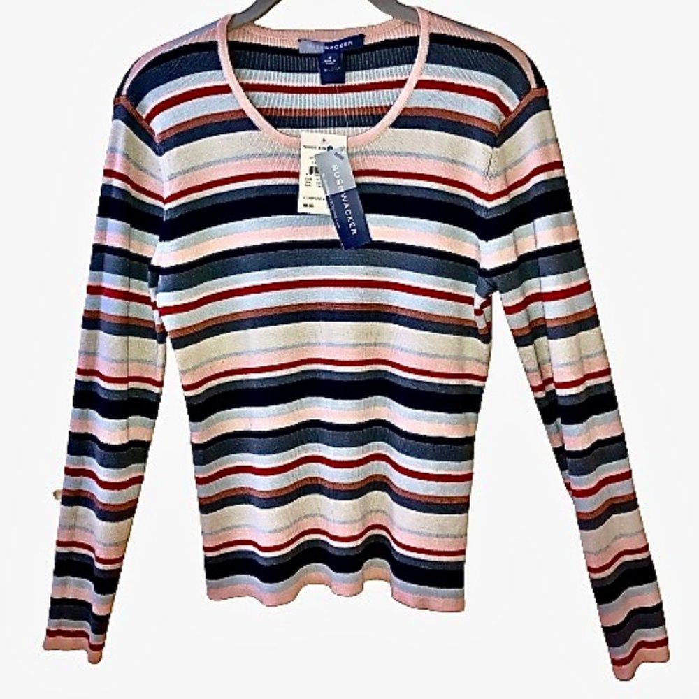 BushWacker Striped Top 3/4 Sleeves 70% SILK New Defects